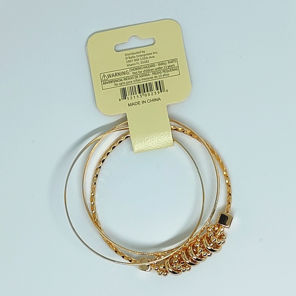 NEW Boho Set of 3 D'Bello Gold Tone Bangle Bracelets Jewelry Bollywood Bangles - Picture 4 of 4
